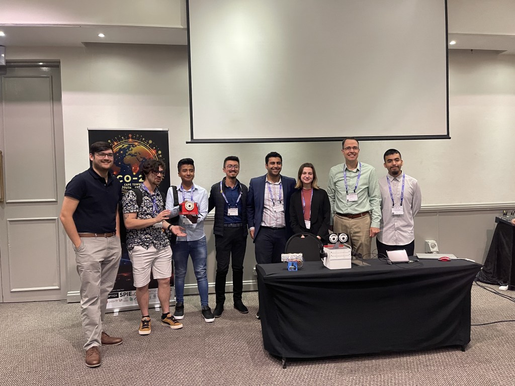 After PiMICS session at ICO 26 from left to right: Calvin Groenewald, Michael Lovemore, Angel Mendez, Juan Naranjo, Chris Koumriqian, Juliana Jordan, John Howell and Nicolas Carillo